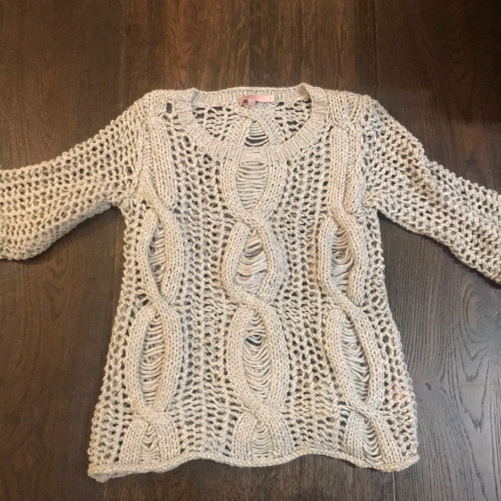 Calypso st Barth grey cable knit sweater